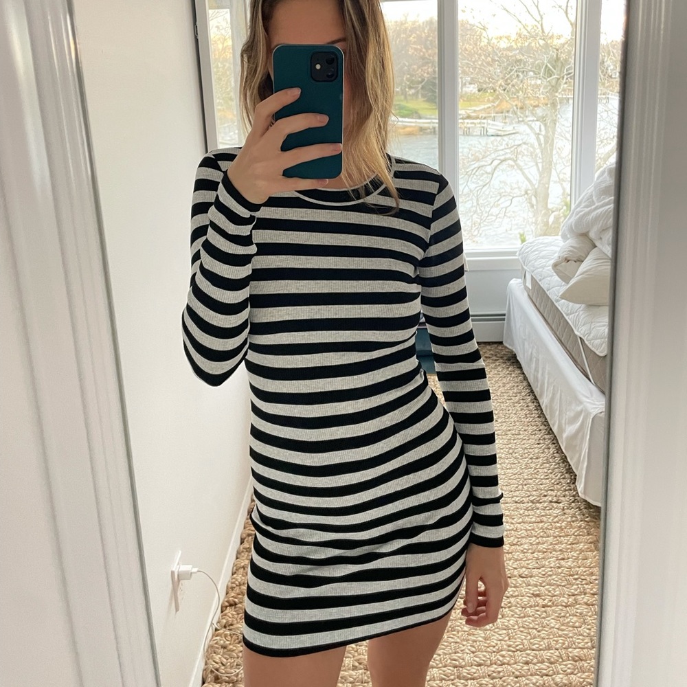 Red 23 Striped Long Sleeve Pencil Dress